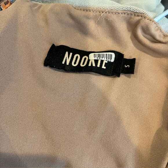 Nookie Eden Mini Dress Bodycon Gauzy Robin's Egg Blue Nude Women's Size Small - Picture 8 of 9